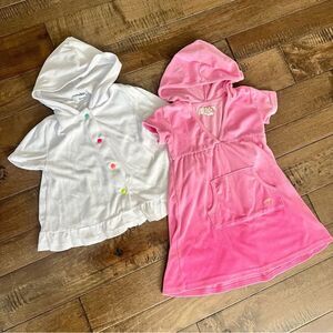 OP Freestyle Swim Cover Ups Pink and White Hooded Dresses Terry Cloth Bundle Lot